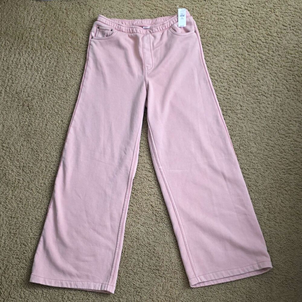 GAP Kids Girls Pink Fleece Sweatpants Pants Elastic Waist Pockets Size 14-16